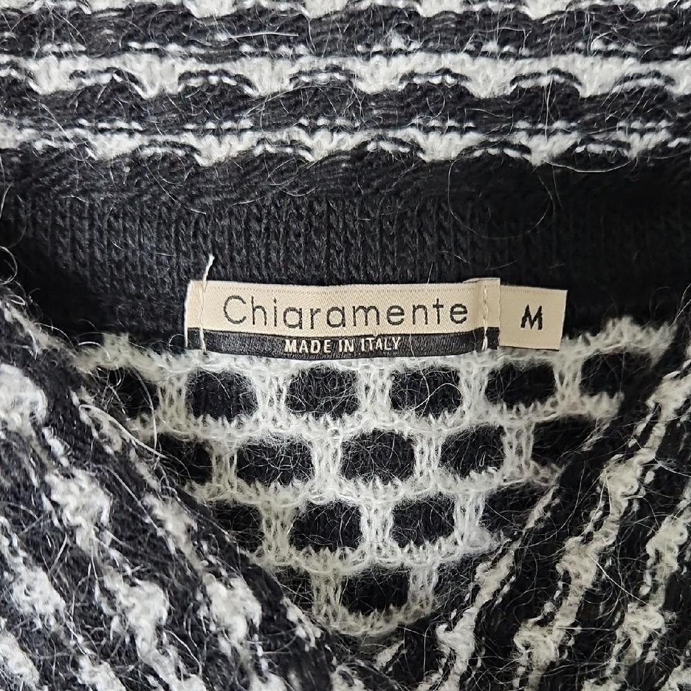 Chiaramente Black White Mohair Blend Women's Button Sweater Jacket Shirt Medium - Picture 8 of 9